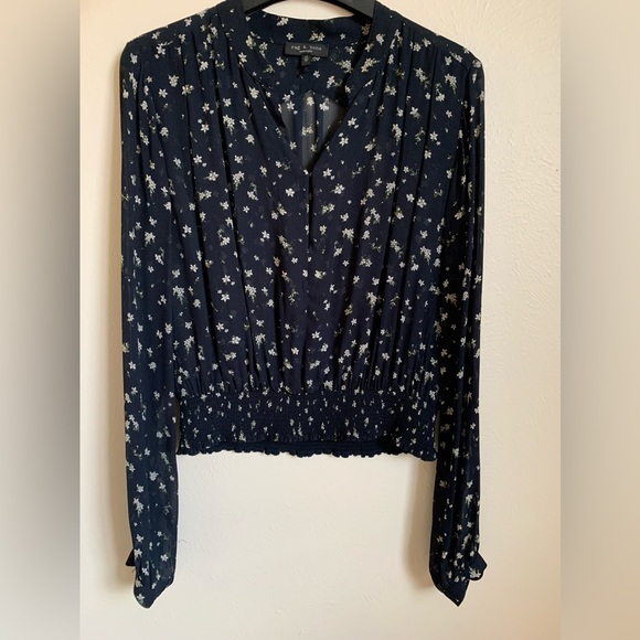 RAG & BONE Calista Floral Blouse in Navy Blue Size XS - Picture 11 of 13